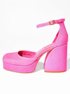 Charlotte Stone Fran Platform Heels in Flamingo Pink